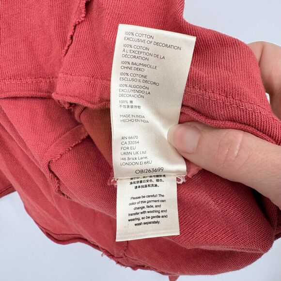 Free People Embroidered Long Sleeve Cropped Henley, Size Medium, Raw Hem Boho - Picture 11 of 11